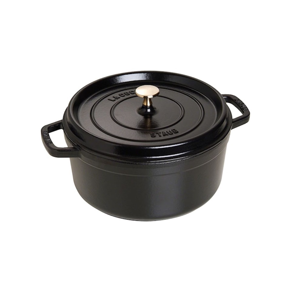 Gryta gjutjärn rund svart 3.8 l, svart från Staub