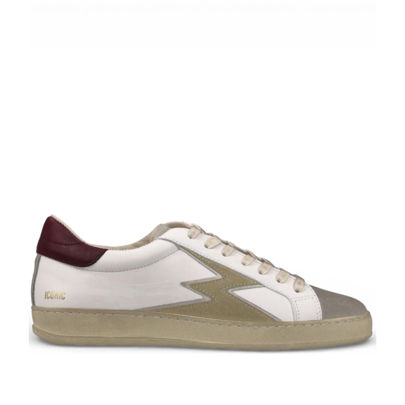 Iconic sneaker iconic white brushed leather bordea