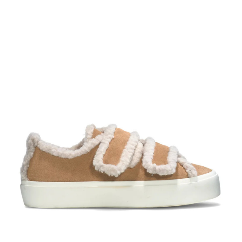 Shearling low velcro sneaker
