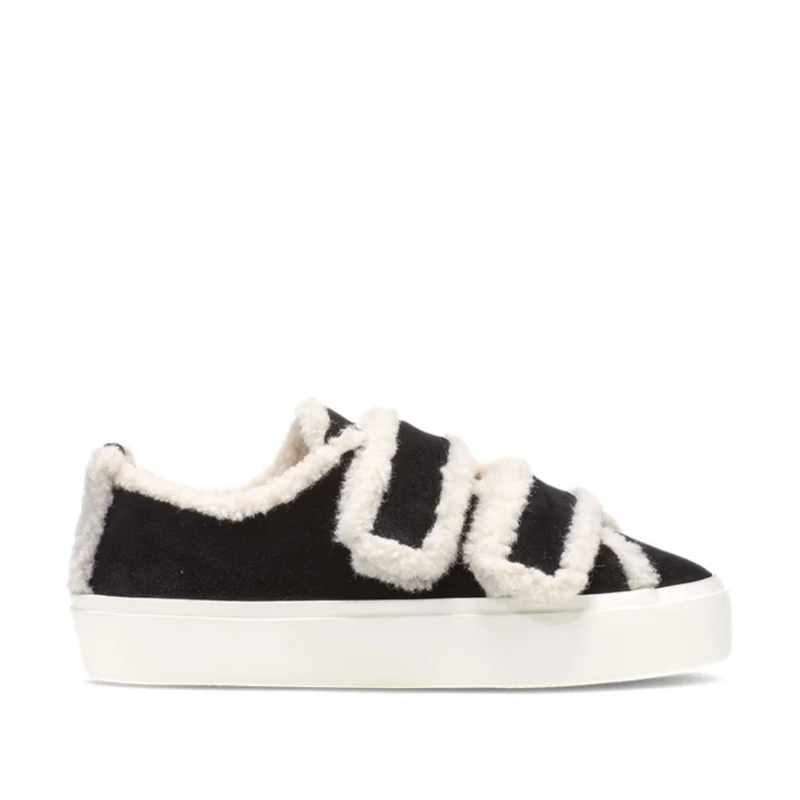 Shearling low velcro sneaker