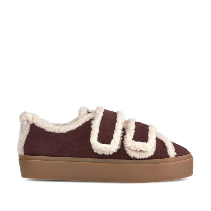 Shearling low velcro sneaker