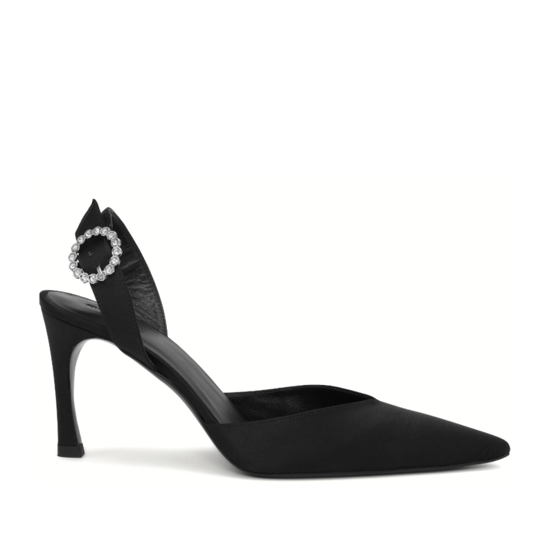 Satin slingback mule