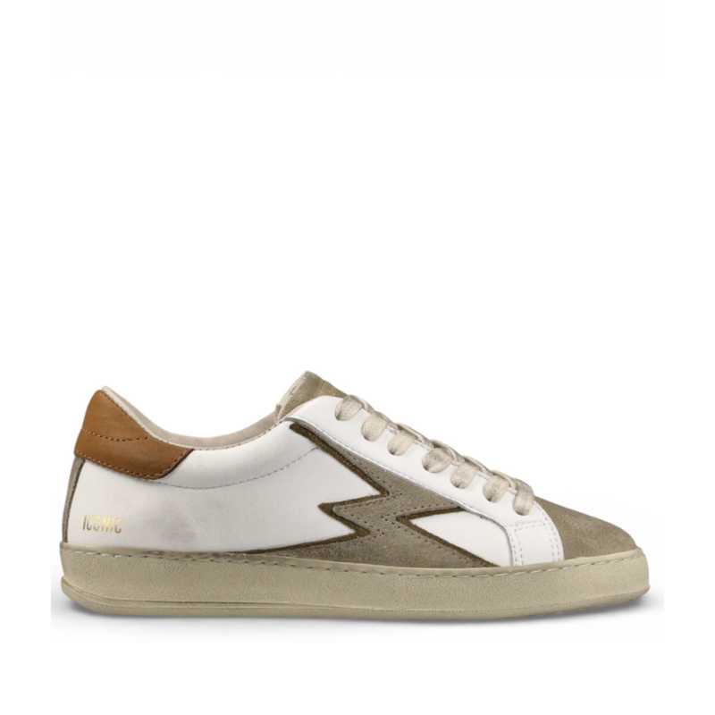 Iconic sneaker iconic white brushed leather camel