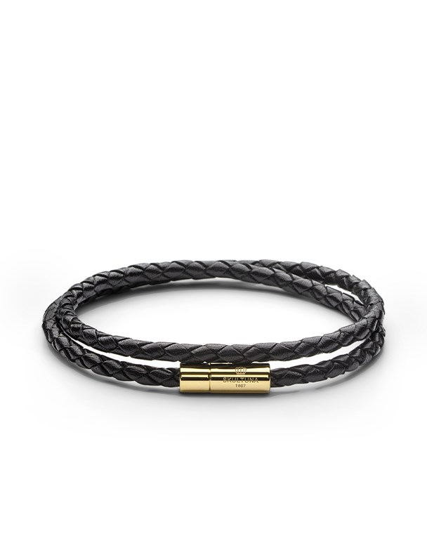 Läderarmband tunn guld mörbrun 1