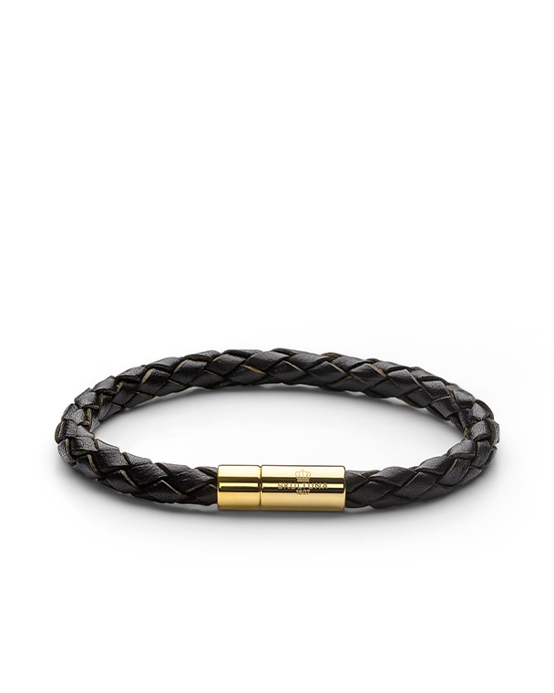 Läderarmband guld svart 1