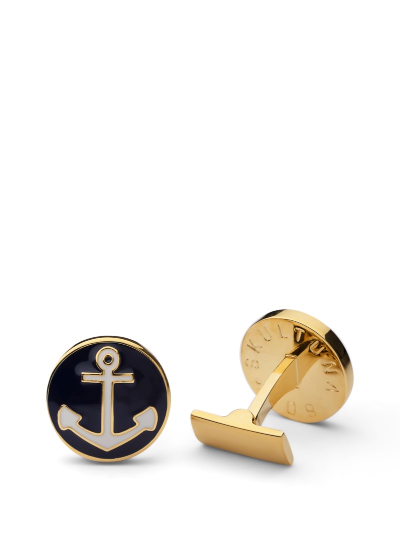 Manschettknapp ankare marinblå 1