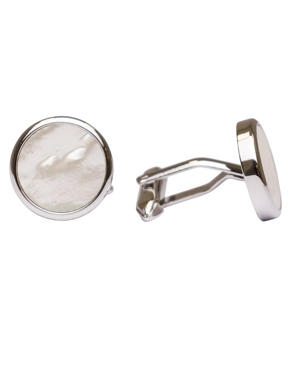 Manschettknapp med pärlemor silver 1
