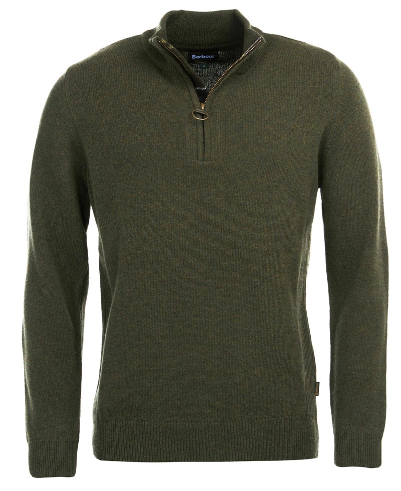 Tröja patch halv zip olive 1