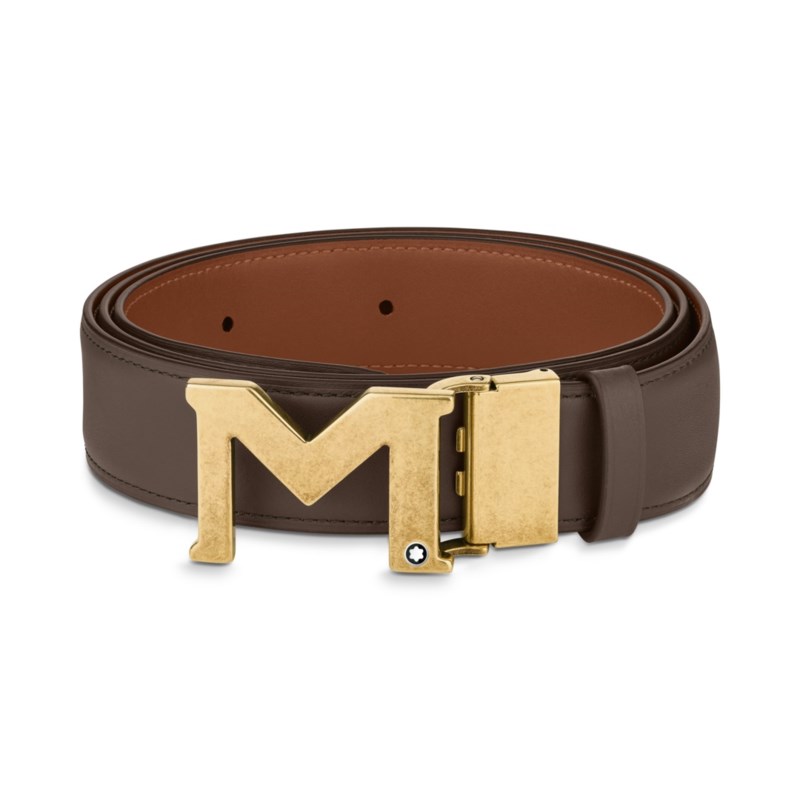 Läderbälte vändbart m spänne brown 1