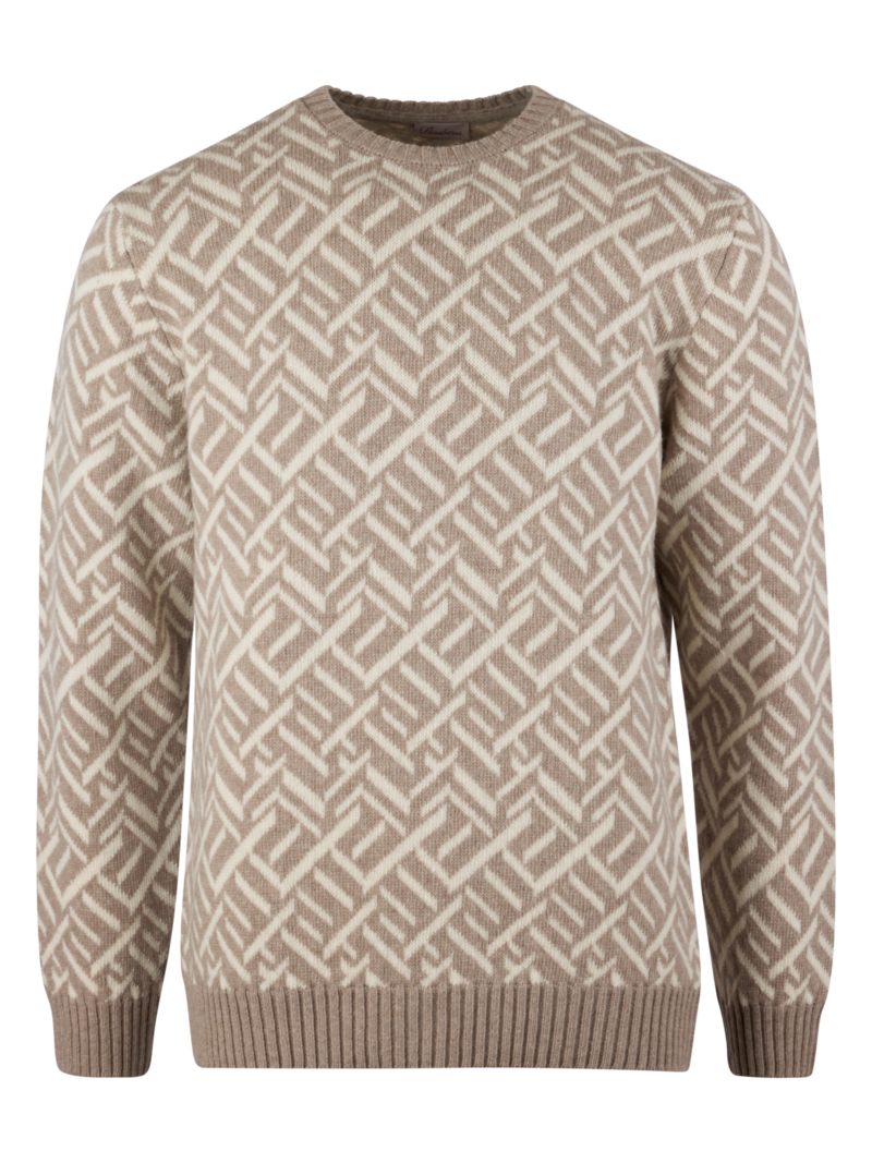 Tjockstickad mönstrad tröja beige 1