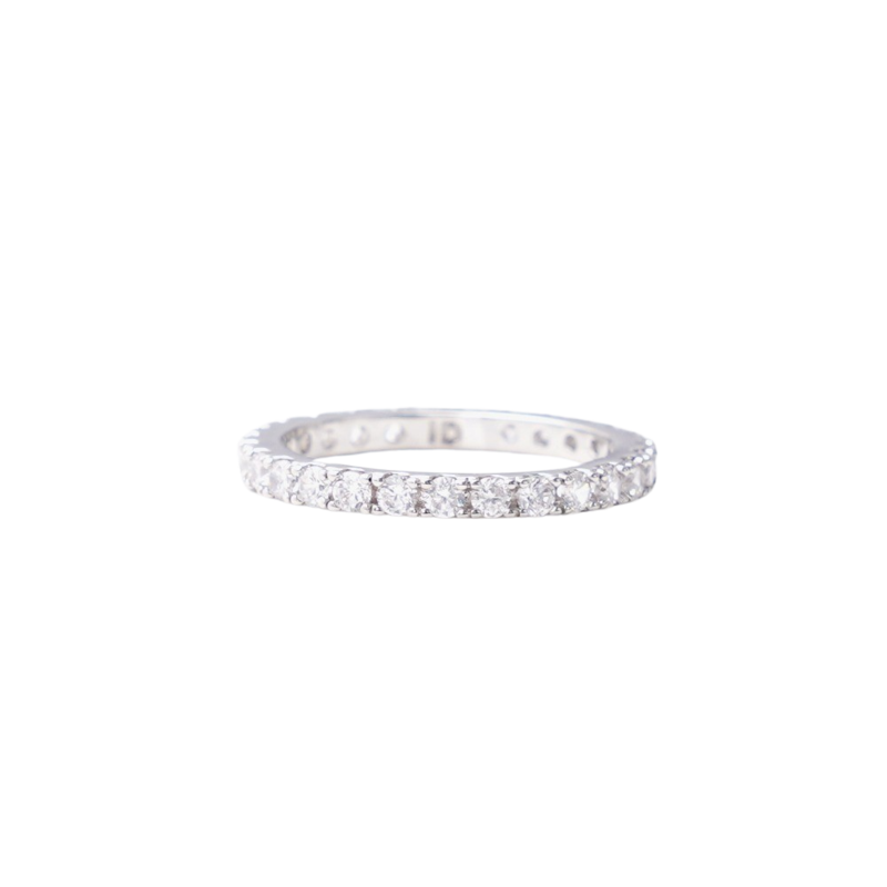 Colorful slim ring beige/silver 9