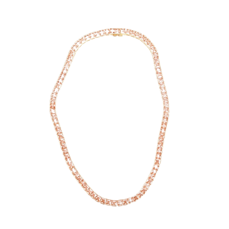 Thick square tennice necklace beige/gold 1