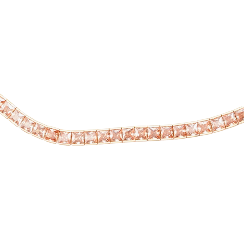 Thick square tennice necklace beige/gold 7
