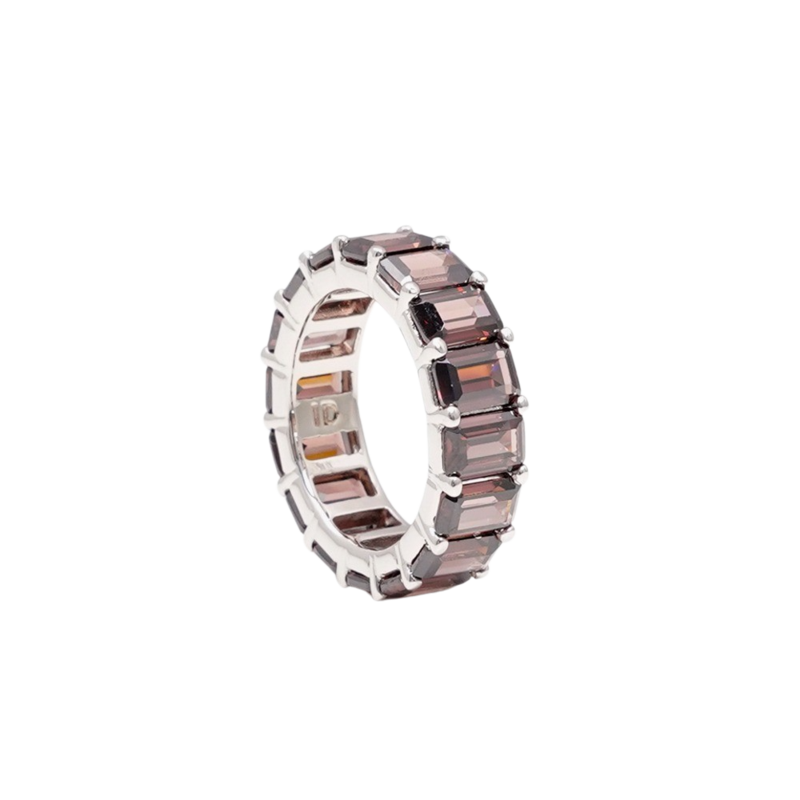 Chunky colorful ring beige/silver 15