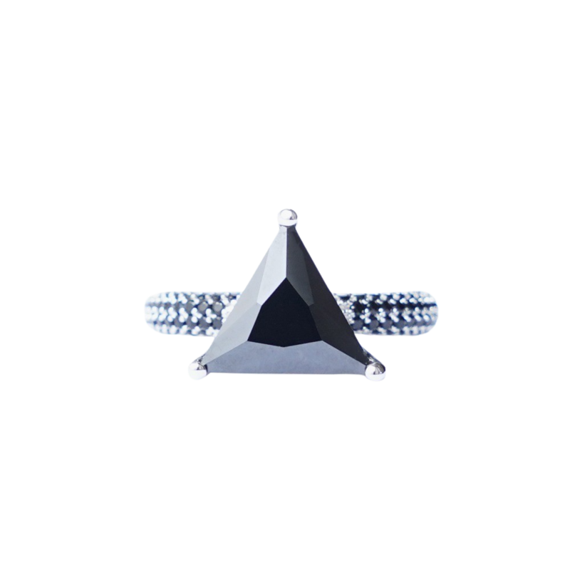 Mega triangle ring black/gold 9