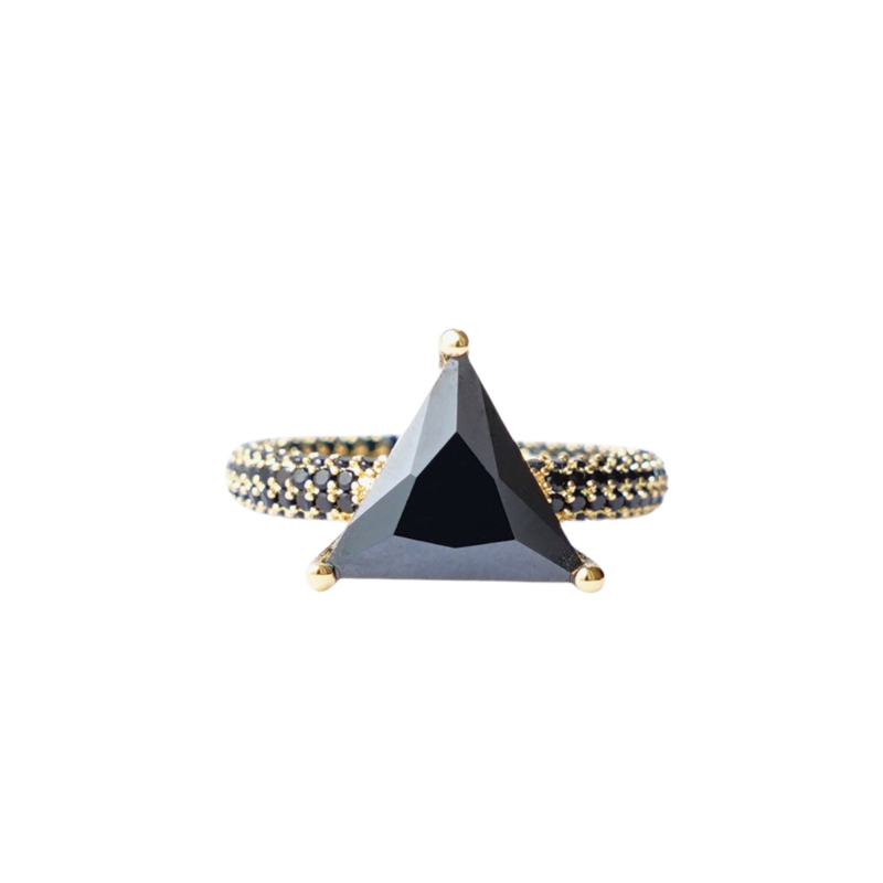 Mega triangle ring black/gold 17