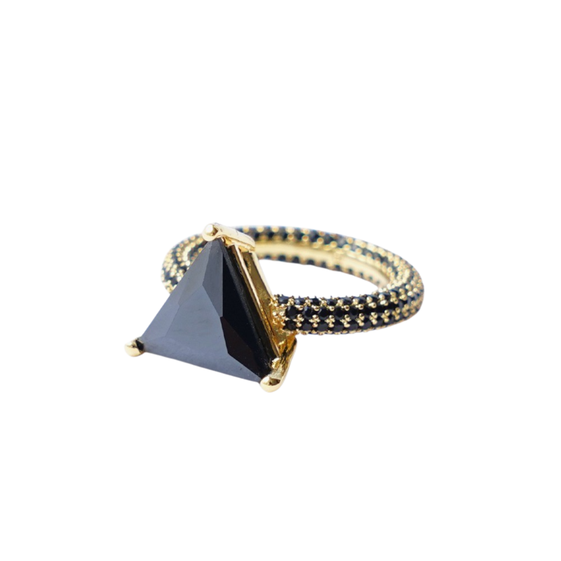 Mega triangle ring black/gold 23