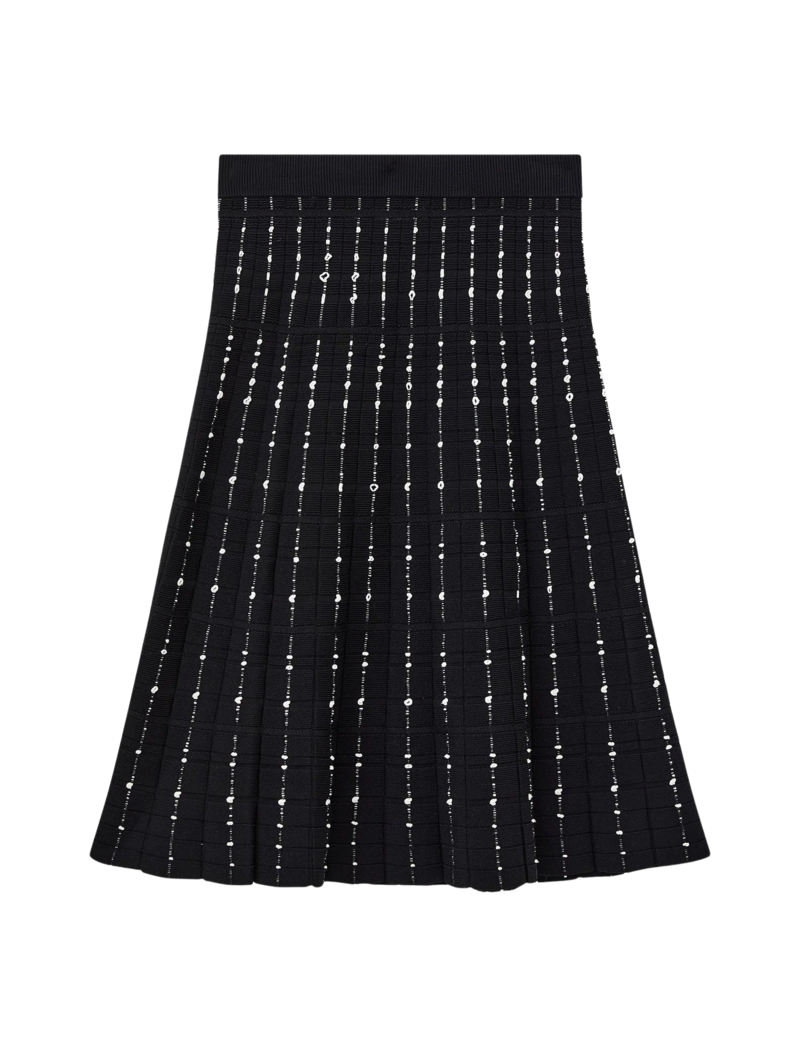 Knee skirt fragmented stripes black/ivory 1