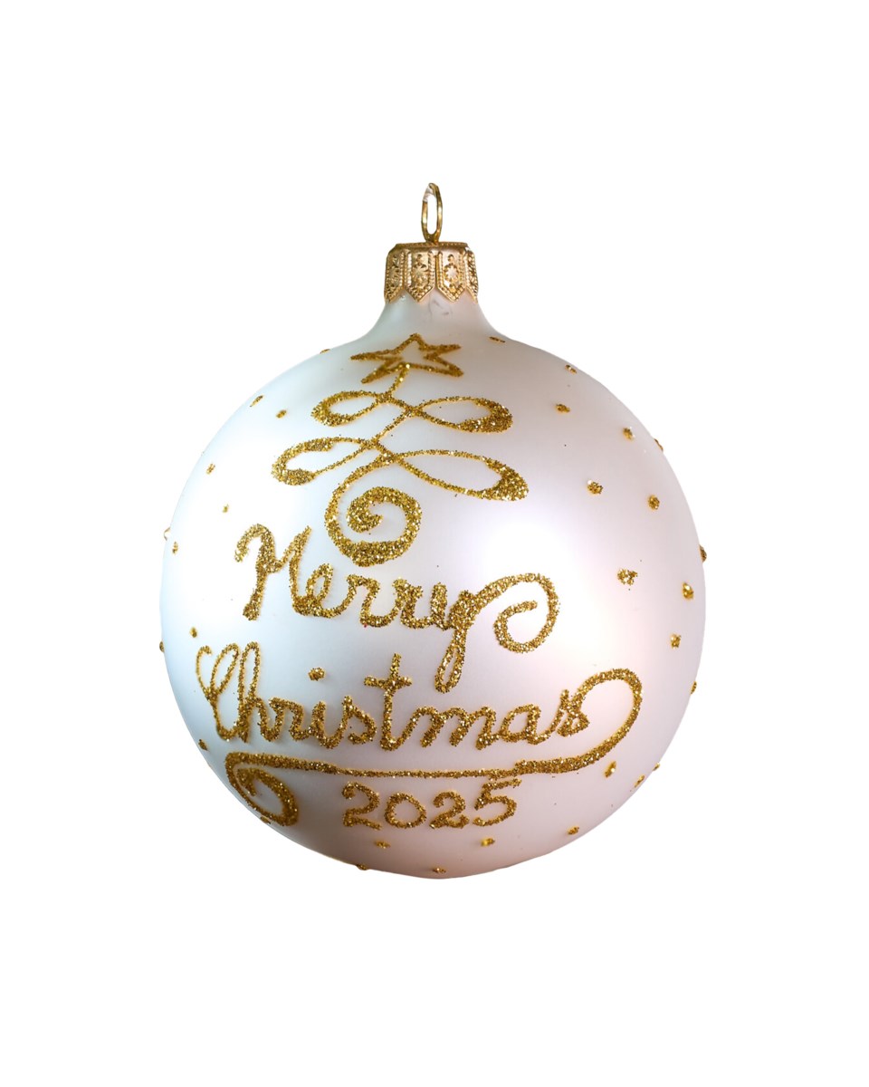 Lux merry christmas julkula 2024 guld/vit 8 cm, guld/vit från Newport Christmas
