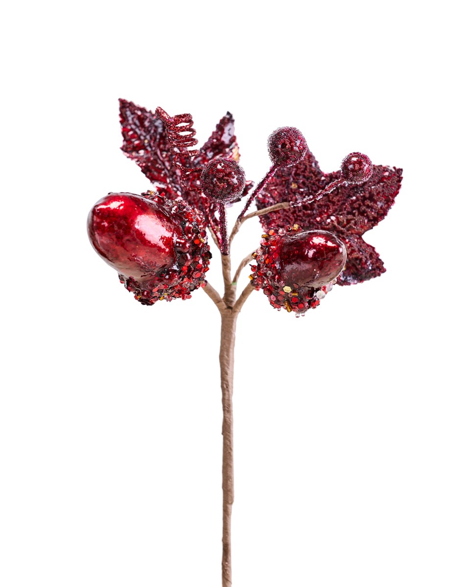 Acorn dekorationskvist, röd från Newport Christmas