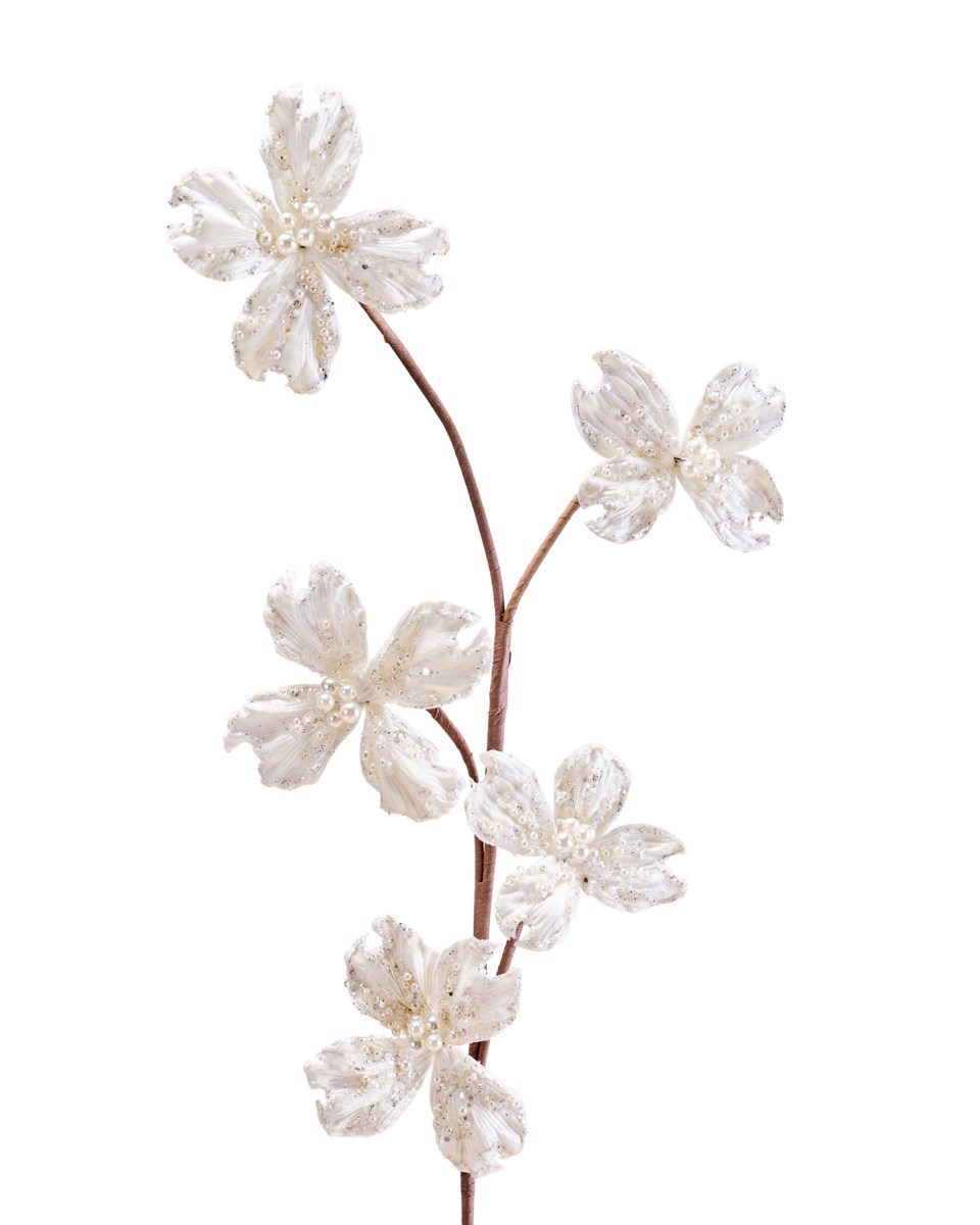 Dogwood blossom dekorationskvist vit 90 cm, vit från Newport Christmas