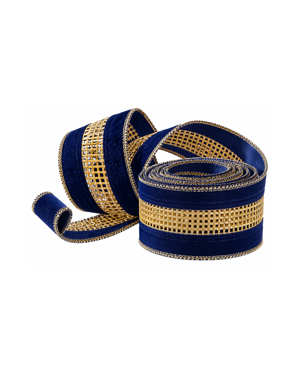 Eleanor textilband, blå/guld från Newport Christmas