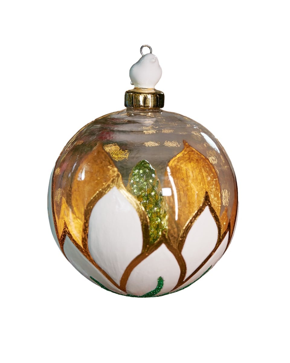 Feathered friend julkula vit/guld 10 cm, vit/guld från Newport Christmas