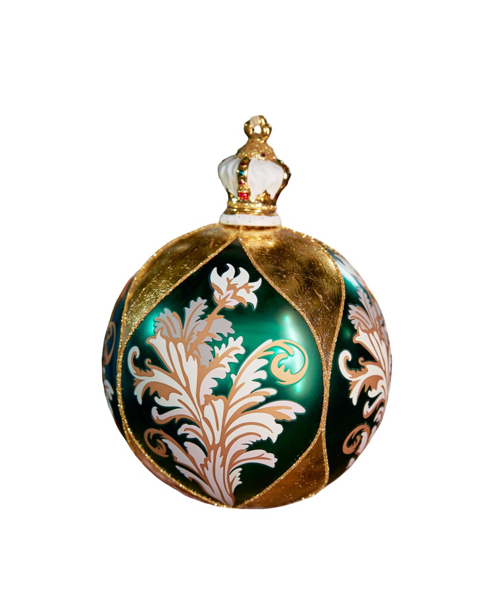 Noble crown julkula grön/guld 10 cm, grön/guld från Newport Christmas