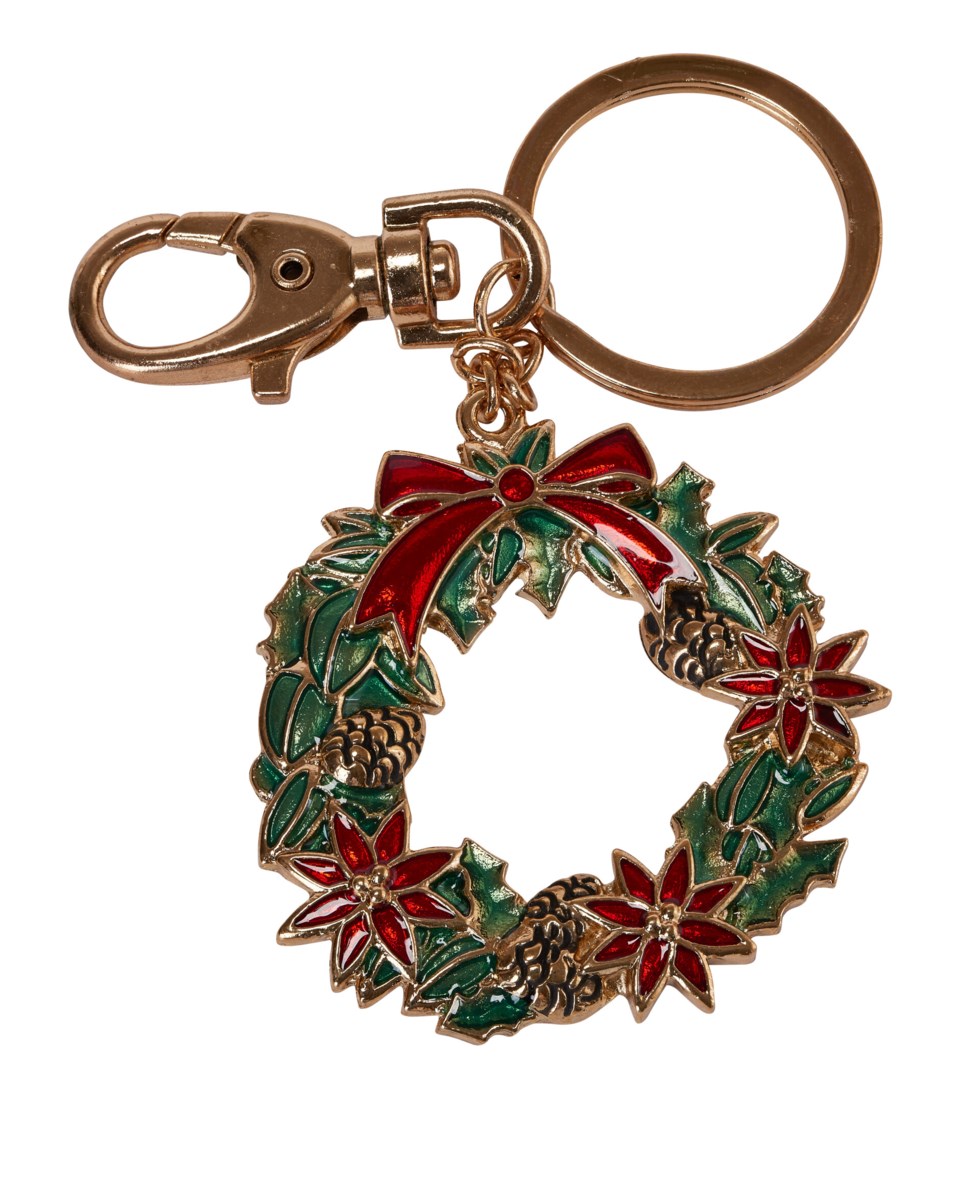Amadeus krans nyckelring grön/röd/guld 5 cm, grön/röd/guld från Newport Christmas