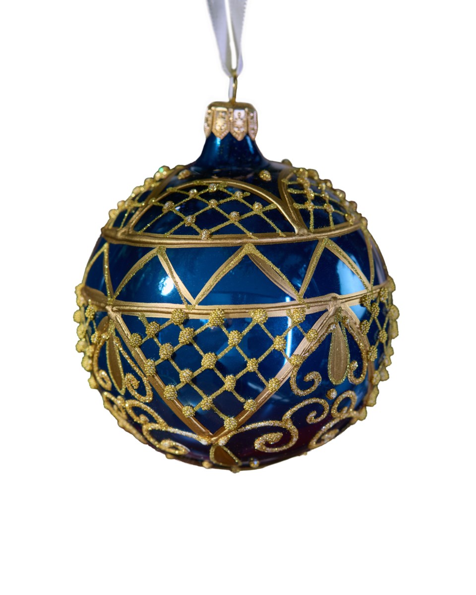 Lux cesare julkula guld/mörkblå 8 cm, guld/mörkblå från Newport Christmas