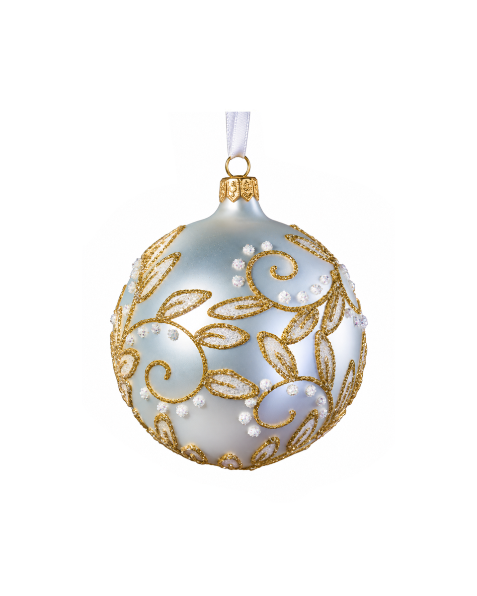 Lux sparkling leaves julkula guld 8cm guld/pärlemor 8 cm, guld/pärlemor från Newport Christmas