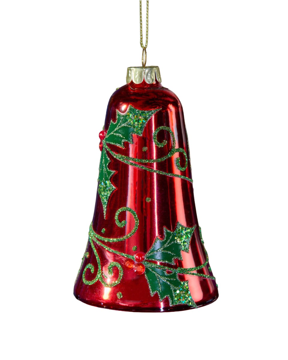 Blanca klocka julgransdekoration röd/grön 11x7.5 cm, röd/grön från Newport Christmas