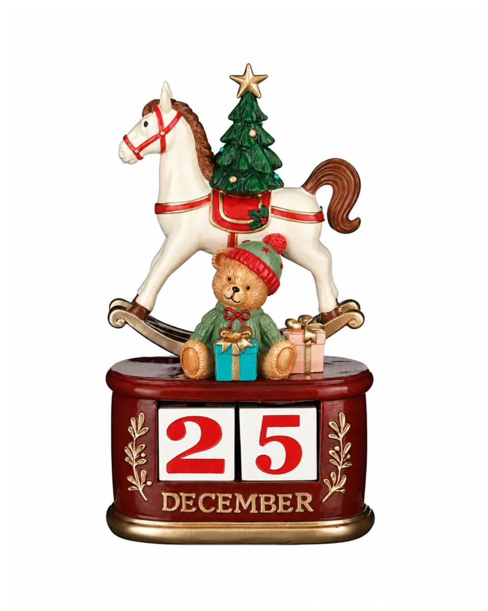 Nalle & gunghäst kalender flerfärgad 7.5x23.5 cm, flerfärgad från Newport Christmas