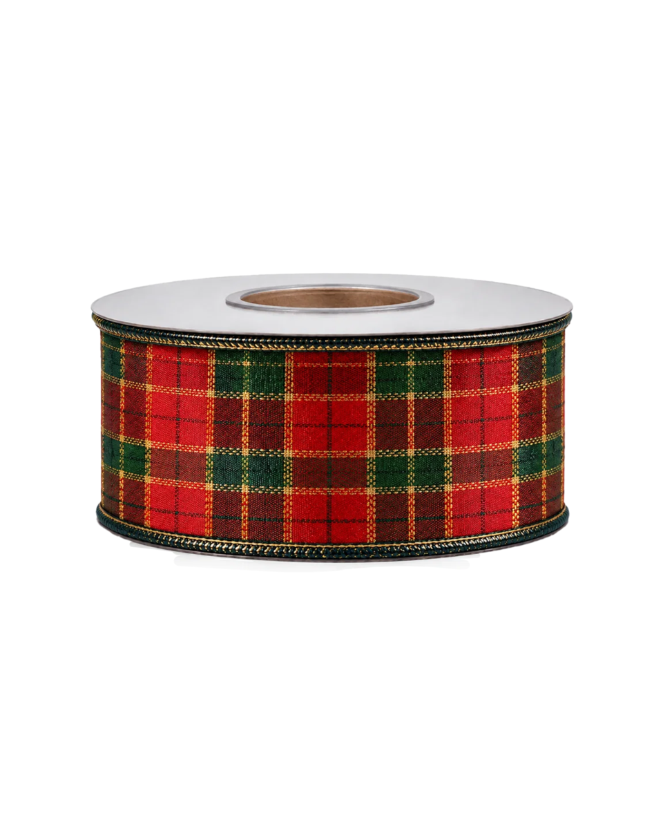 Willow textilband tartan röd/grön/guld 900x4.3 cm, röd/grön/guld från Newport Christmas