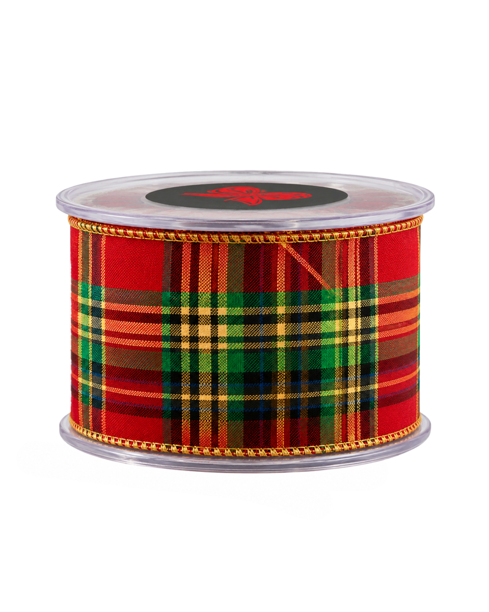 Hampton textilband tartan röd/grön/guld 45x15 cm, röd/grön/guld från Newport Christmas