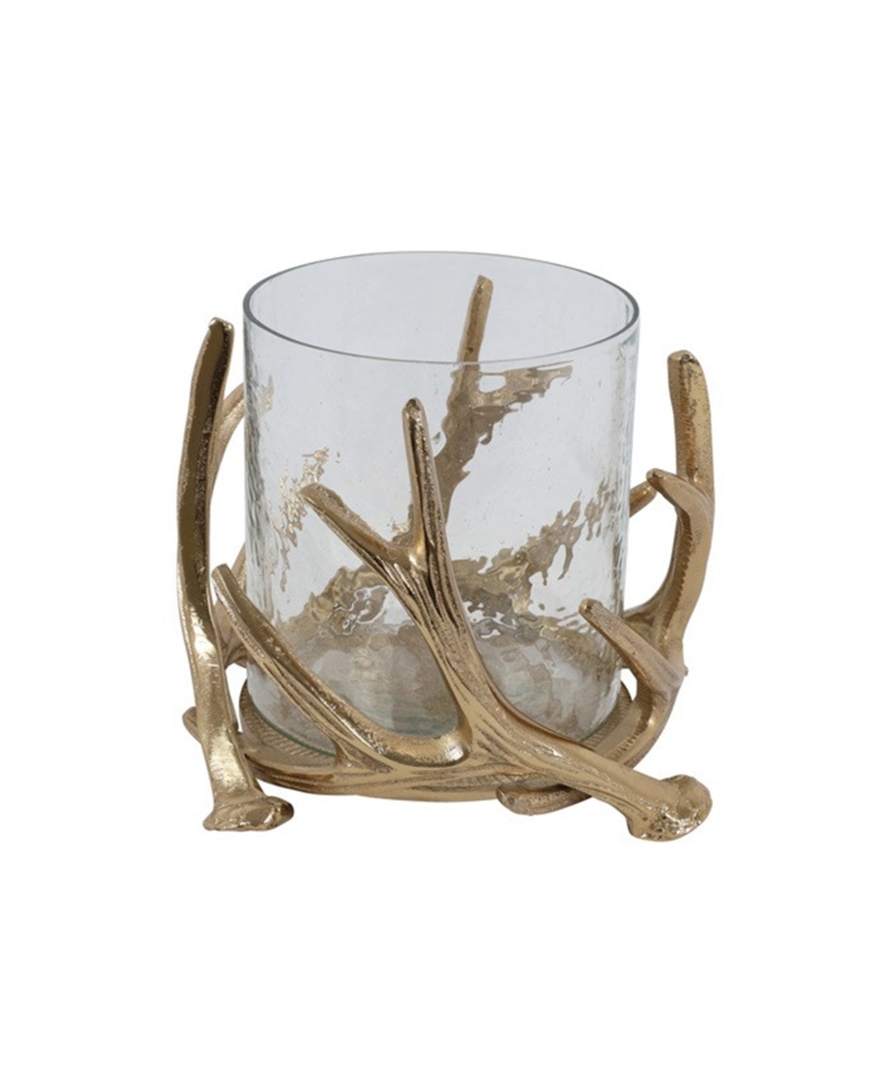 Atja stag ljuslykta guld/transparent 14x21 cm, guld/transparent från Newport Christmas