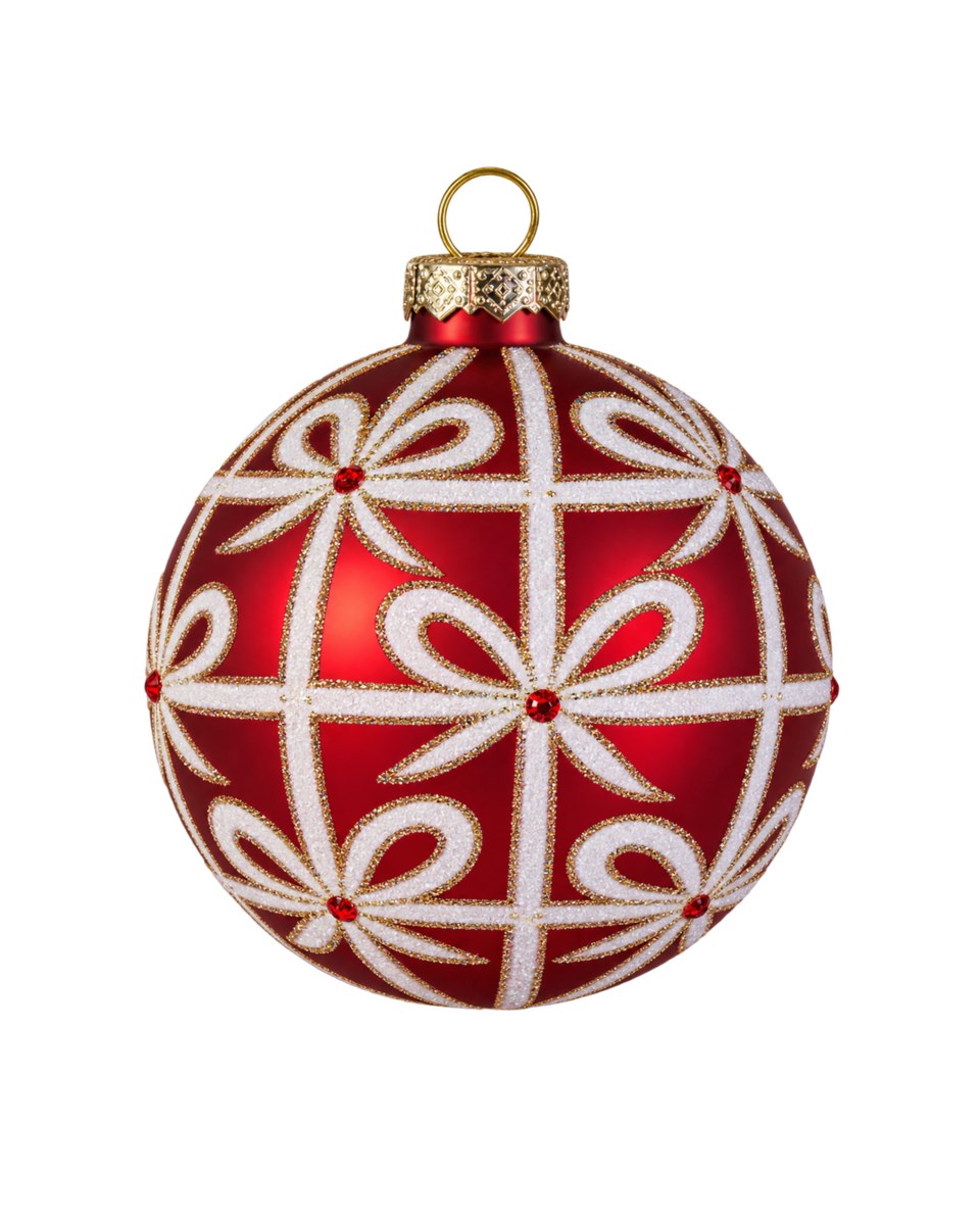 Mariah julkula vit/röd/guld 8 cm, vit/röd/guld från Newport Christmas