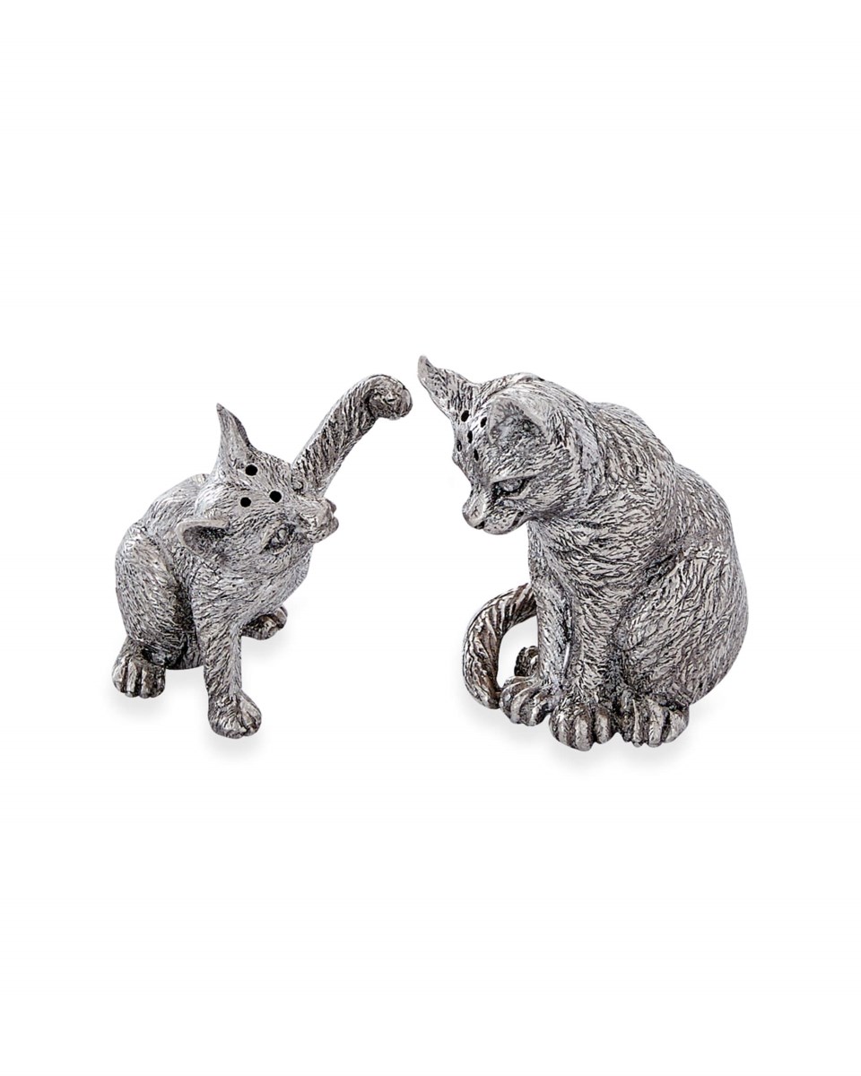 Katter salt/pepparkar silver 6.5x5x7 cm, silver från Newport