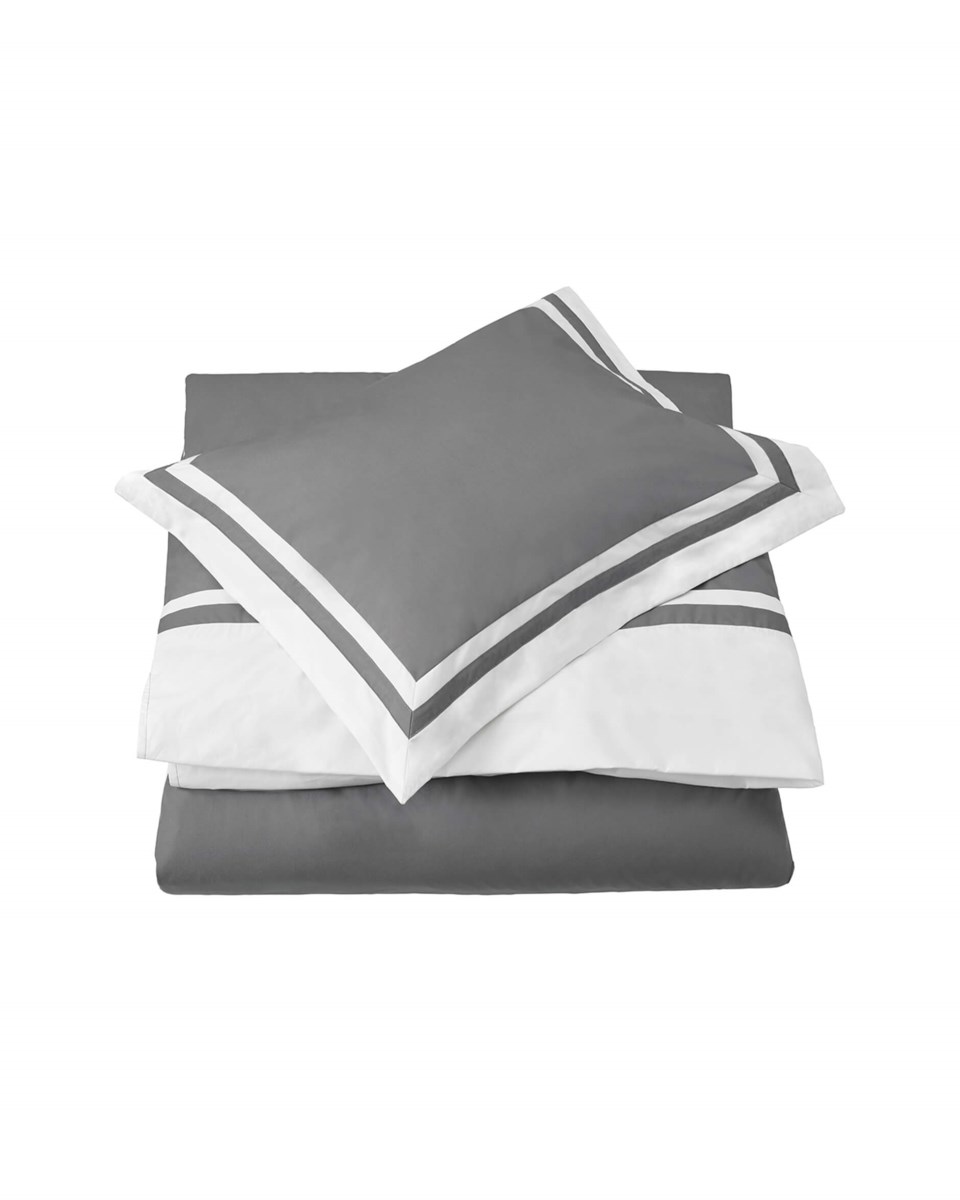 Oxford påslakanset grå/vit 220x220 cm, grå/vit från Newport