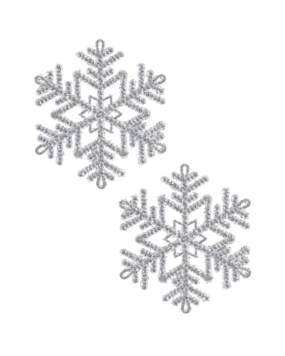 Glimma snöflingor julgransdekoration 2-pack silver 12 cm, silver från Newport Christmas