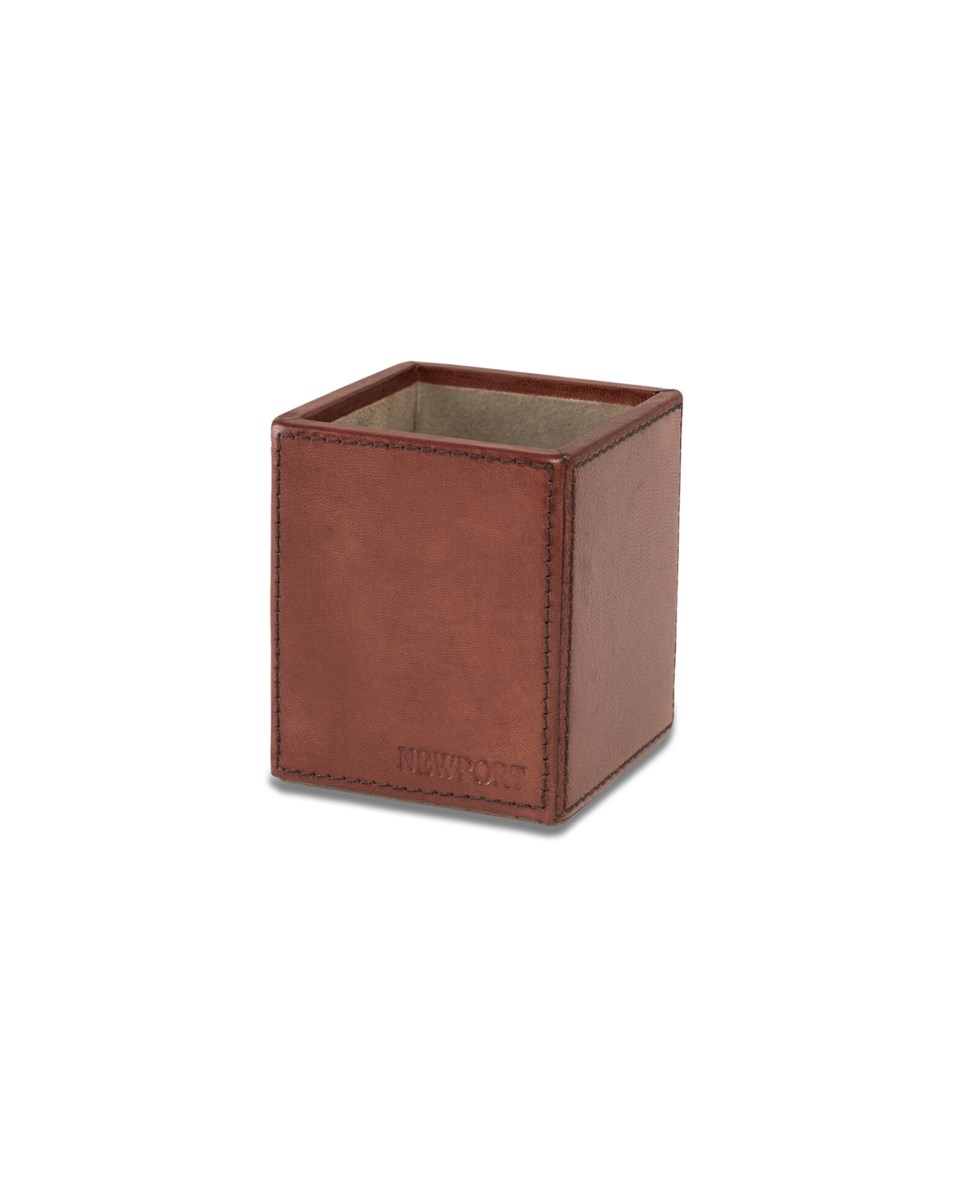 Kensington pennställ läder mörkbrun 9x9x10 cm, mörkbrun från Newport