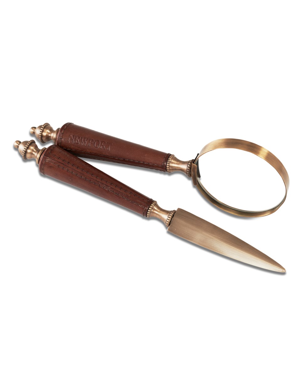 Kensington set förstoringsglas/brevkniv läder mörkbrun 20x7x2.5 cm, mörkbrun från Newport