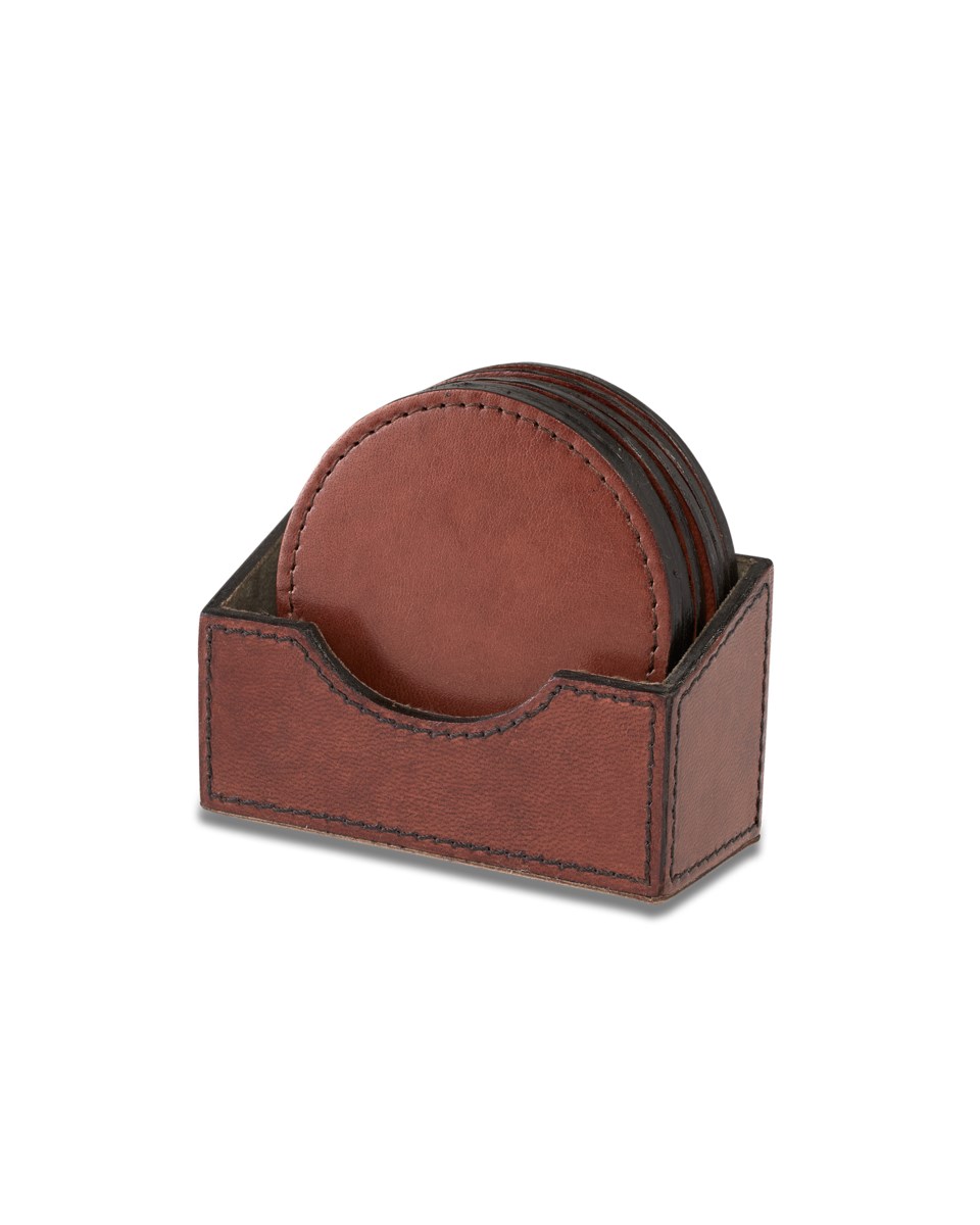 Kensington glasunderlägg läder 6-pack mörkbrun 11.5x4.5x10, mörkbrun från Newport