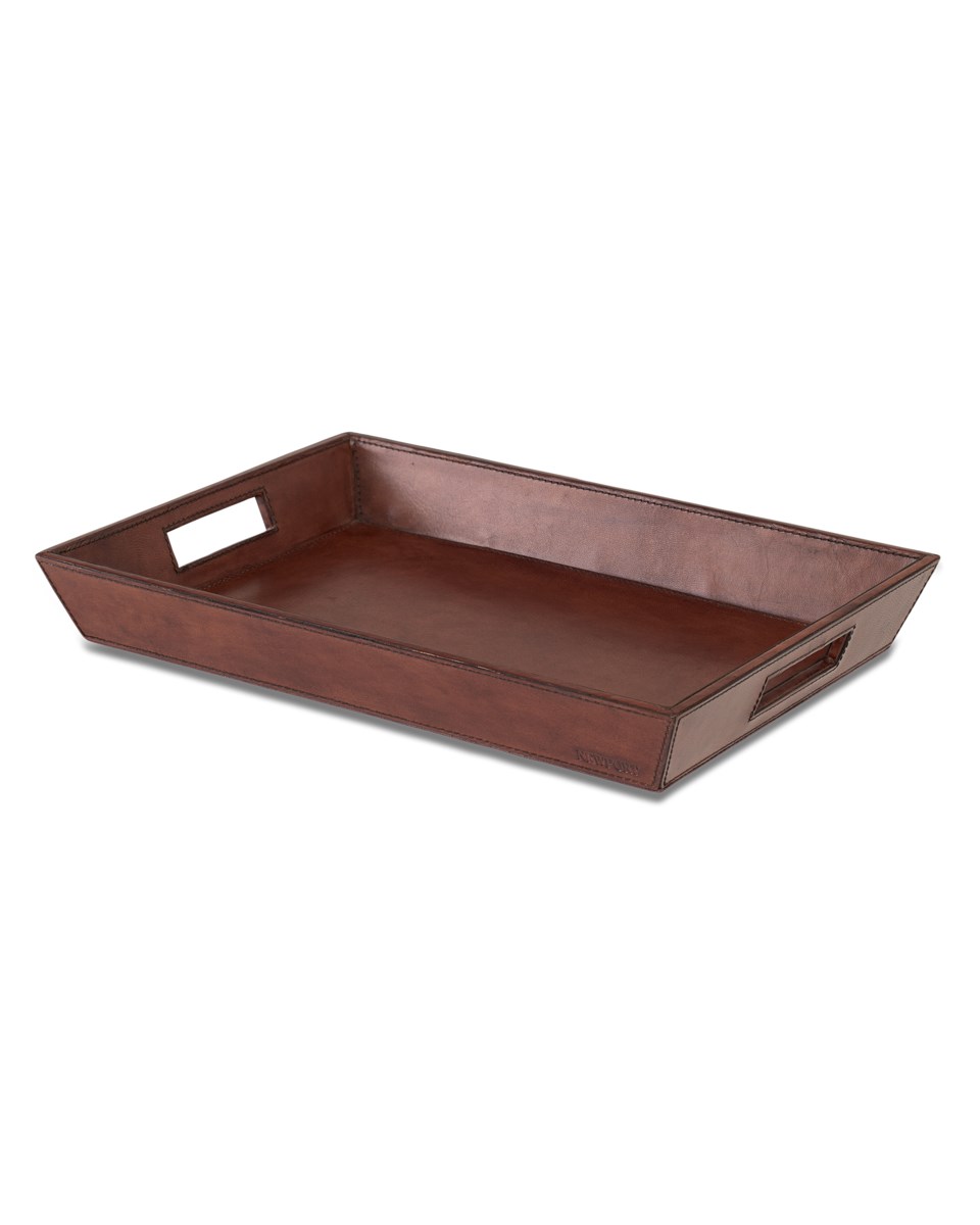 Kensington serveringsbricka läder mörkbrun 44x31x5.5 cm, mörkbrun från Newport