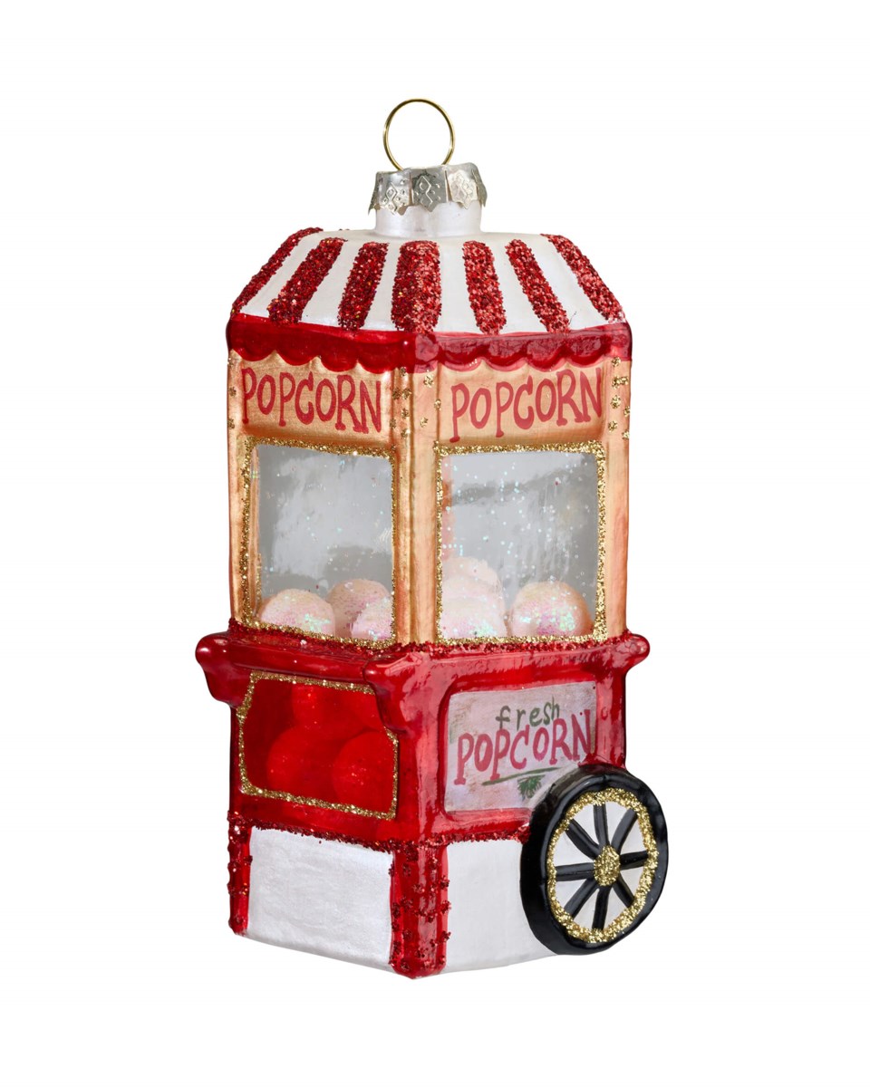 Roy popcornmaskin julgransdekoration röd/guld/vit 5x9x13 cm, röd/guld/vit från Newport Christmas