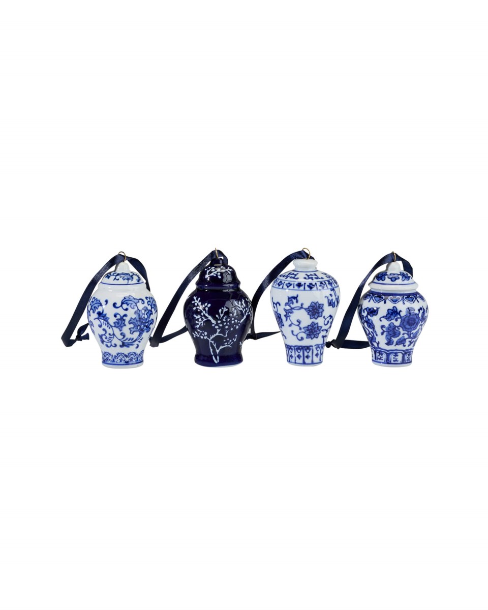 Versailles urna dekoration 4-pack blå/vit 8.5x5 cm, blå/vit från Newport