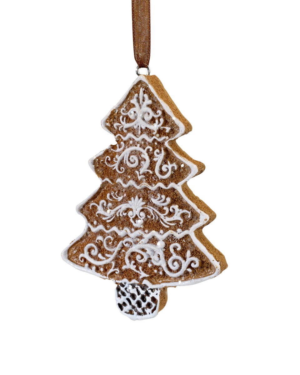 Woodley pepparkaka gran julgrandekoration brun/vit 9.1 cm, brun/vit från Newport Christmas