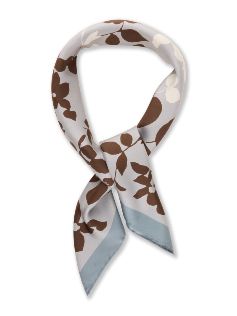 Sidenscarf blommig blå/grå 1