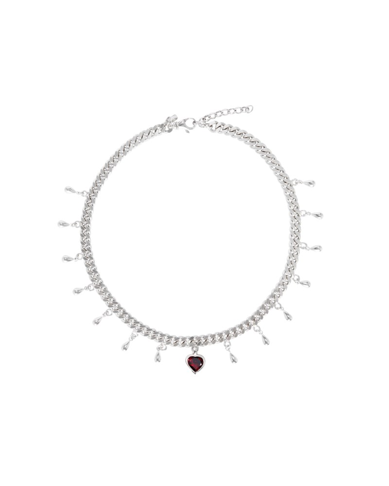 Drop of heart necklace moçambique granat silver 1