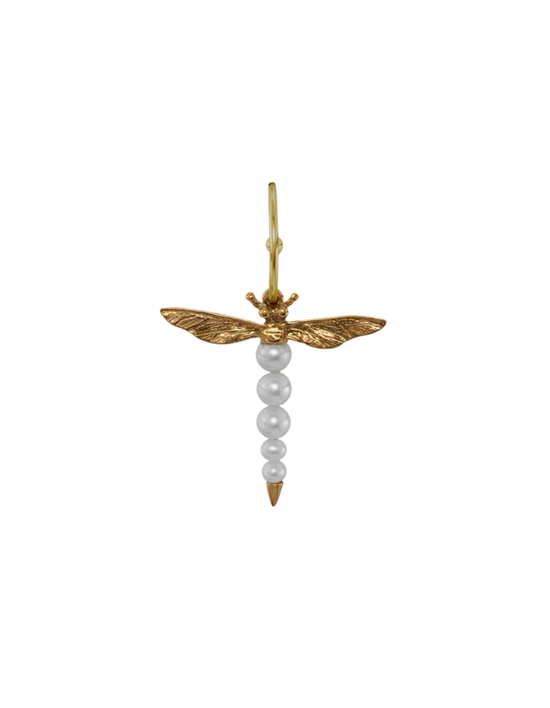 Dragonfly earring guldpläterad silver ? sötvattenspärla